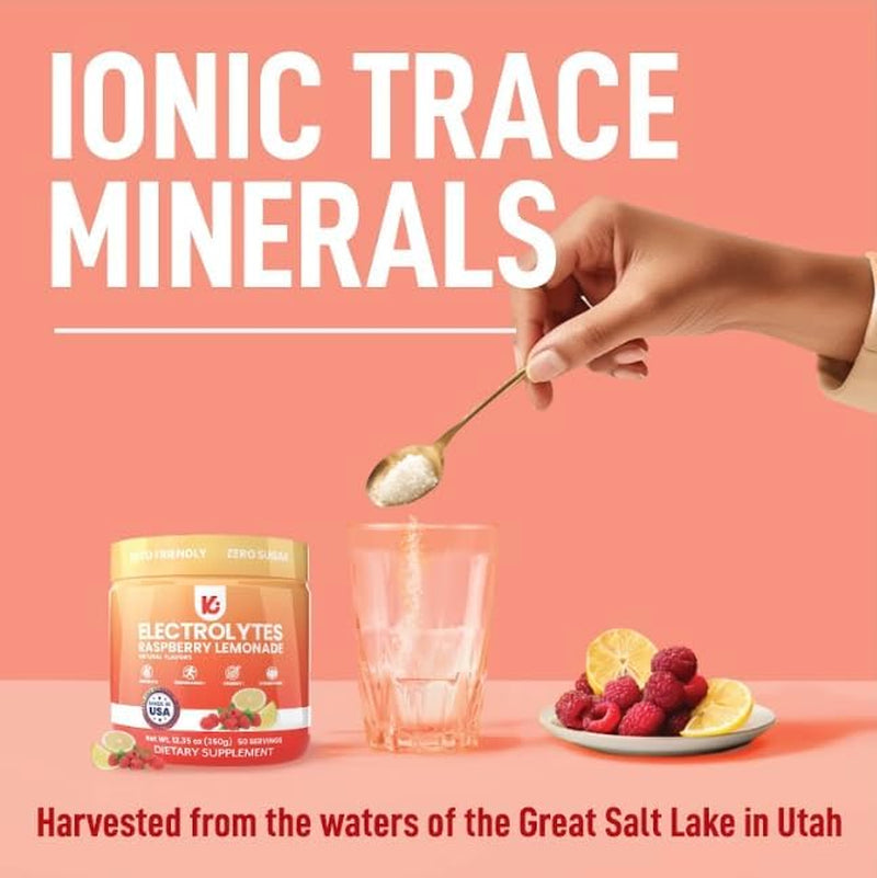 Electrolytes Powder – Raspberry Lemonade Flavor 50 Servings – No Sugar Hydration Supplement with Magnesium, Potassium, Sodium – Keto, Vegan, Fasting-Friendly, Zero Calorie Electrolyte Drink