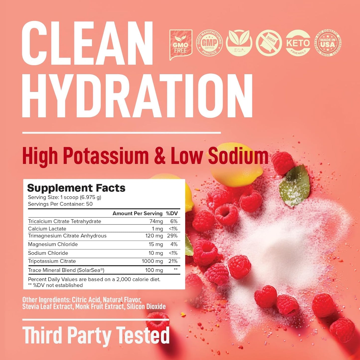Electrolytes Powder – Raspberry Lemonade Flavor 50 Servings – No Sugar Hydration Supplement with Magnesium, Potassium, Sodium – Keto, Vegan, Fasting-Friendly, Zero Calorie Electrolyte Drink