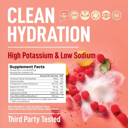 Electrolytes Powder – Raspberry Lemonade Flavor 50 Servings – No Sugar Hydration Supplement with Magnesium, Potassium, Sodium – Keto, Vegan, Fasting-Friendly, Zero Calorie Electrolyte Drink